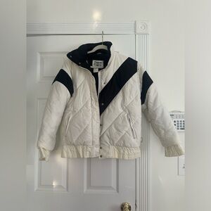Snow Trails Vintage Down Ski Jacket black and white